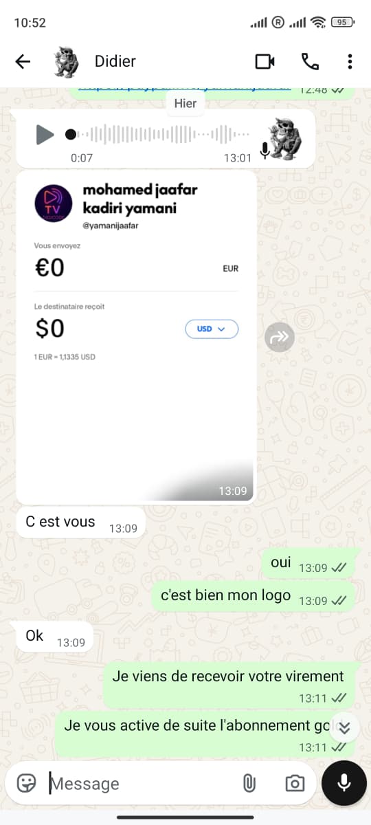 Client Europe – Paiement PayPal